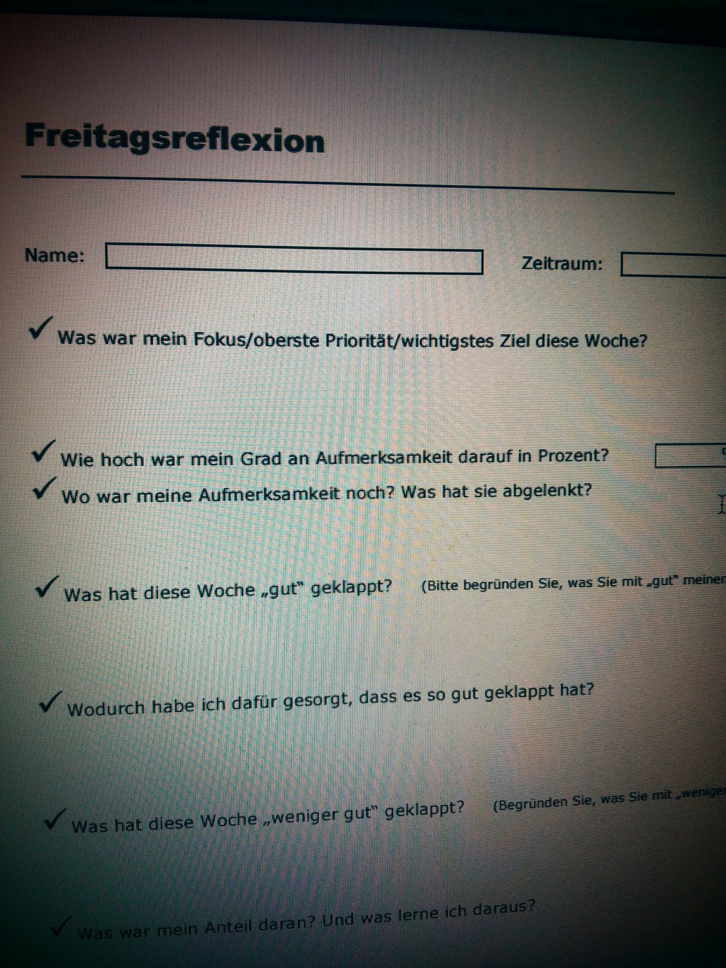 Die Arbeitswoche gut abschliessen – Freitagsreflexion